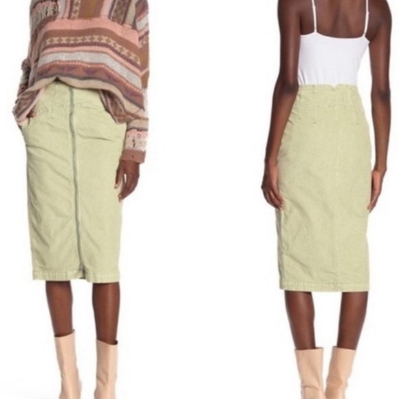 Free People We The Free I Want It All Corduroy Midi Skirt Size 28 - Picture 7 of 7